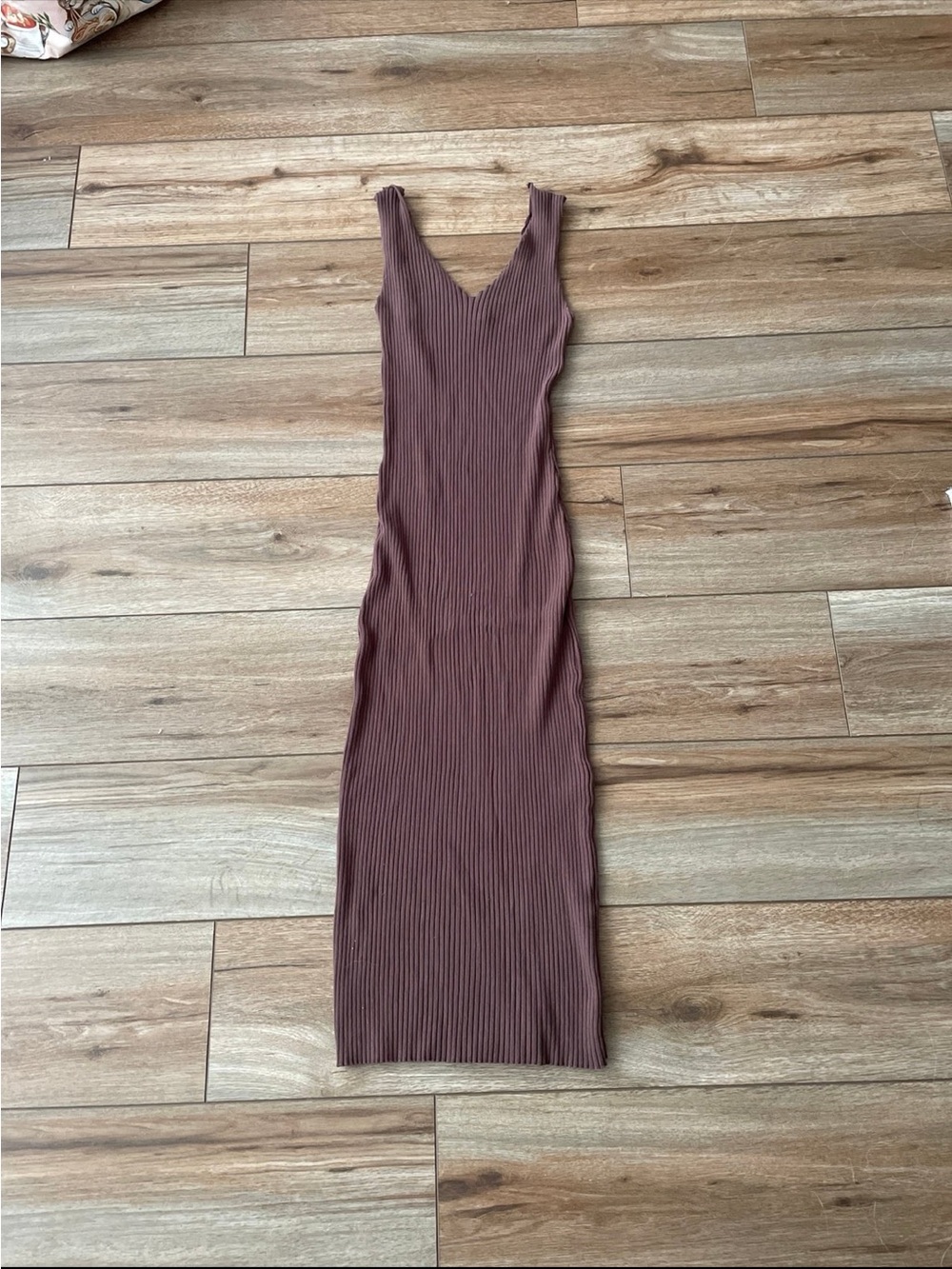 Forever 21 Brown Ribbed Bodycon Midi Dress Medium